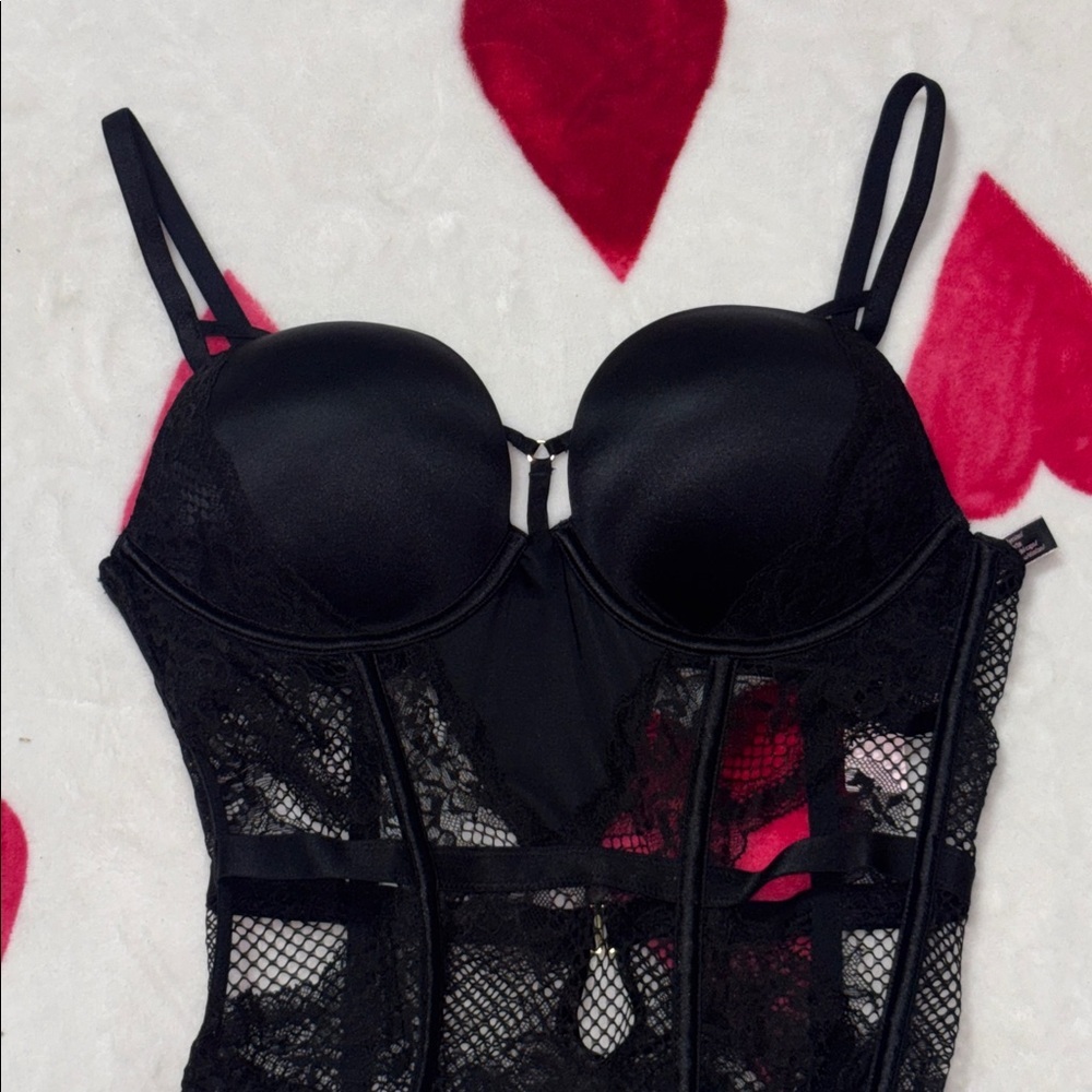 Victoria’s Secret Black Lace Bodysuit, Teddy, push-up lingerie, thong, small - Picture 2 of 9